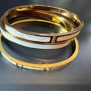 Elegant Gold and White Bangle Set of 3